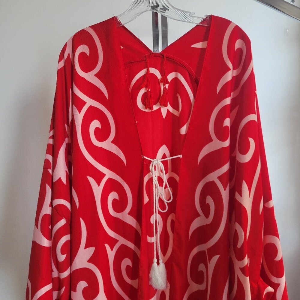 Middle East Cardigan Dubai Beach Boho Red Kimono Style Dress (Size: One Size)